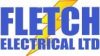 The Fletch Electrical Logo - Striking Blue Text on top of a Yellow Lightning Bolt