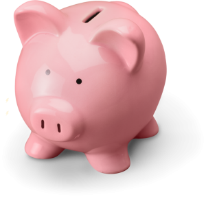 A light pink piggy bank